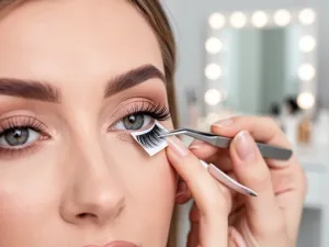 Elegancko zapakowany prezent urodzinowy na drewnianym stole obok kartki i kwiatów, w tle balony w przytulnym salonie.