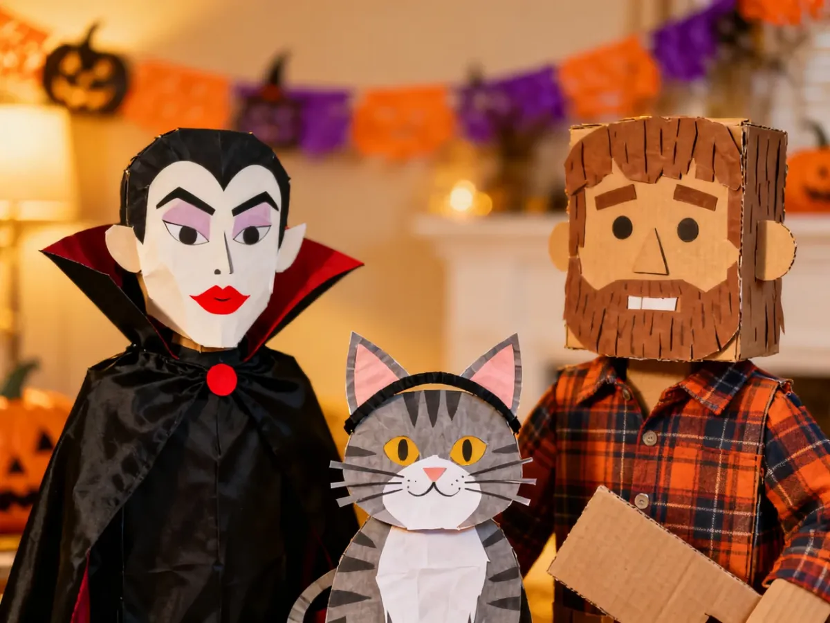 Trzy szybkie stroje halloweenowe: wampir, kot i drwal